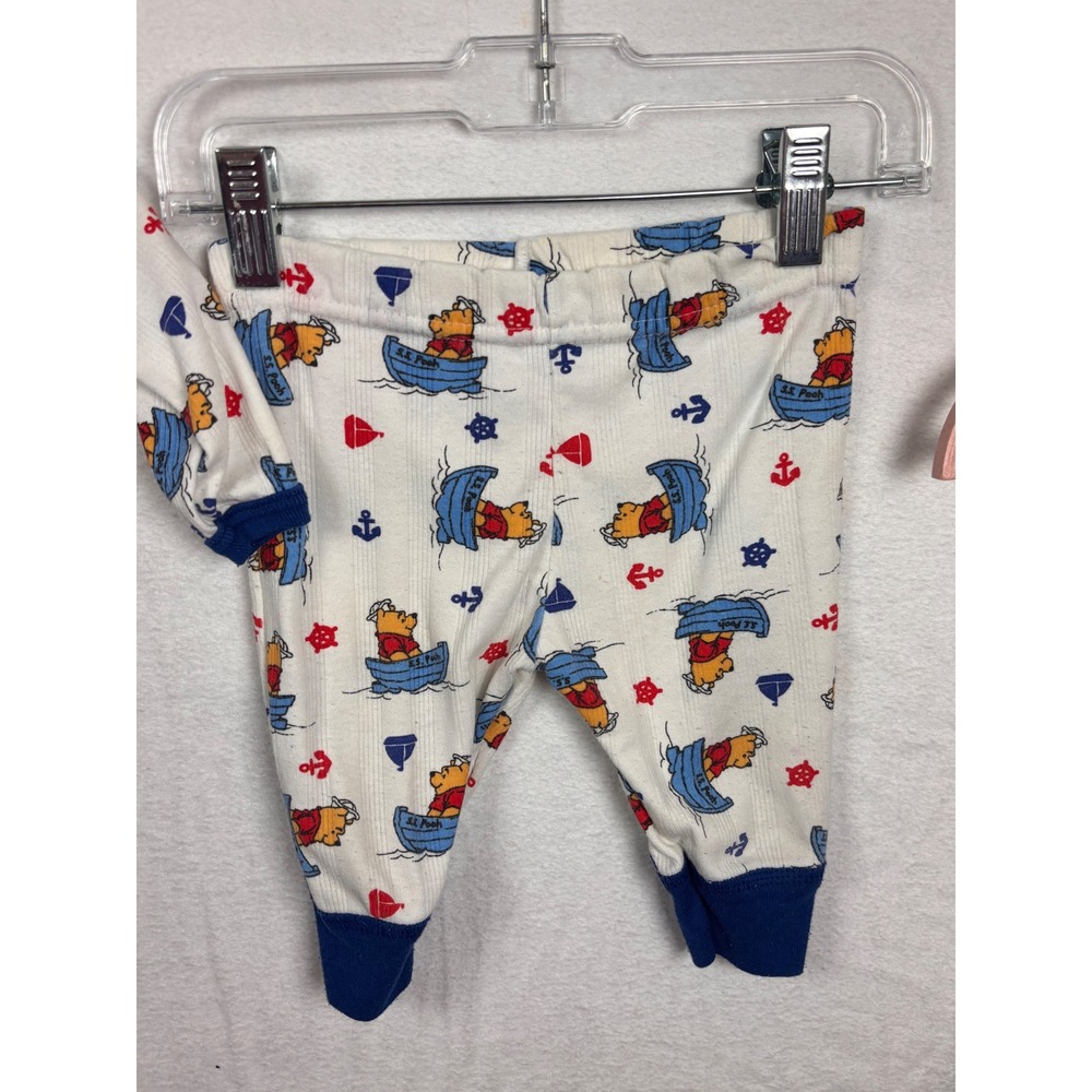 Vtg Disney Winnie the Pooh Baby Nautical Cardigan Top Pants Set Sz NB White Blue - Picture 6 of 8